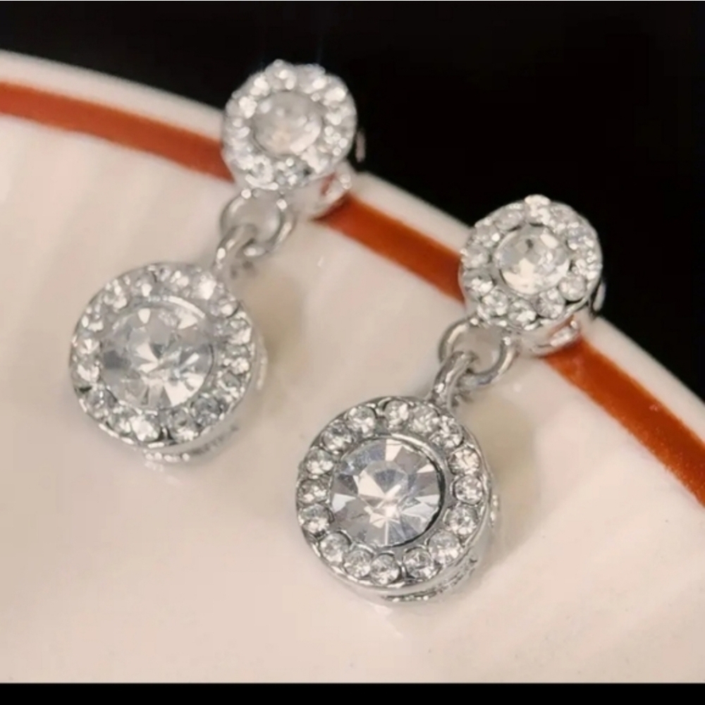 Elegant Silver Crystal Drop Earrings